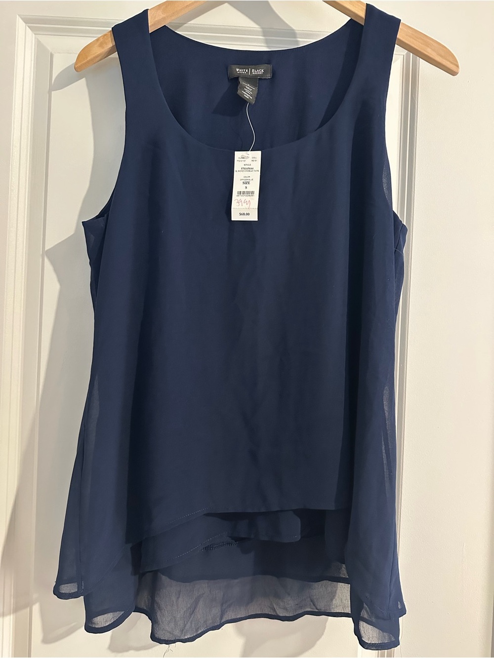 White House Black Market Navy Layered Chiffon Camisole